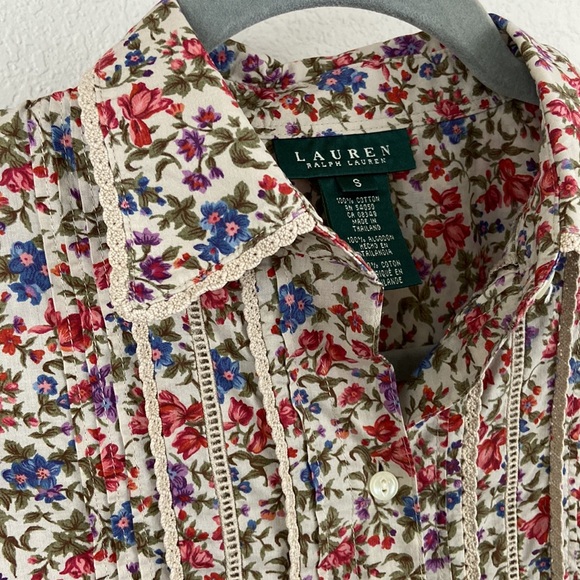 Vintage Ralph Lauren Floral Button-Up Shirt 100% Cotton size Small - Picture 5 of 8